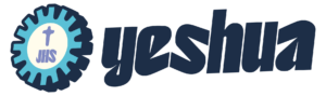 Logo Yeshua - ícone colorido (azul claro, azul escuro, branco, roxo claro) e o nome yeshua em cor azul escuro ao lado do ícone